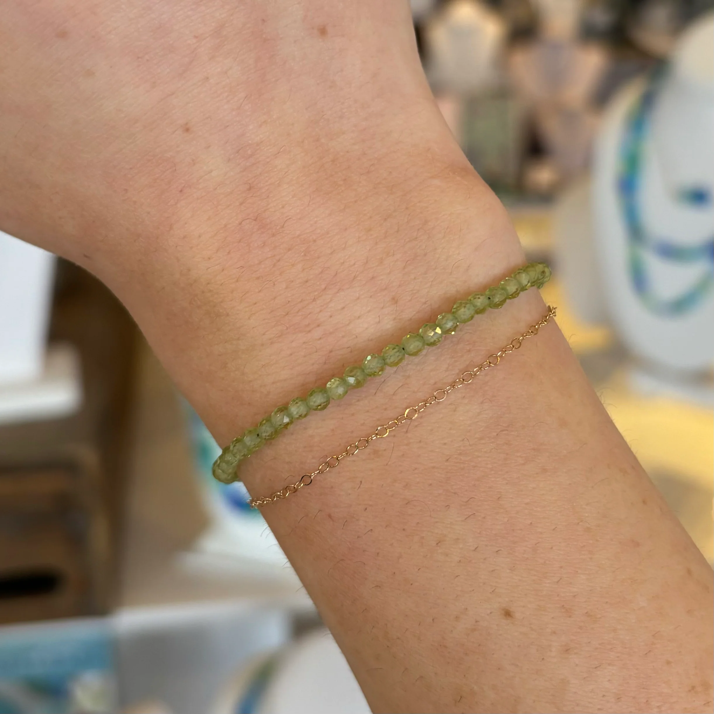 Peridot Gemstone Slide Bracelet
