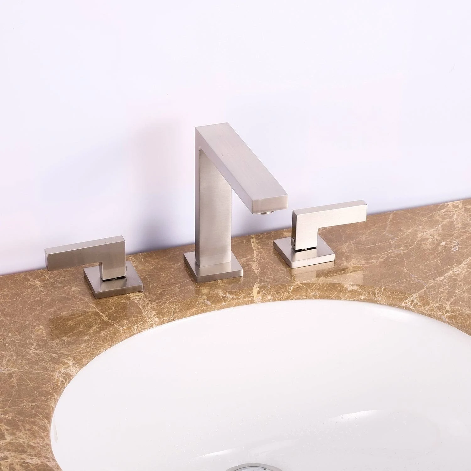 Eviva Sleek 2 Handles 3 Holes Brushed Nickel Bathroom Sink Faucet