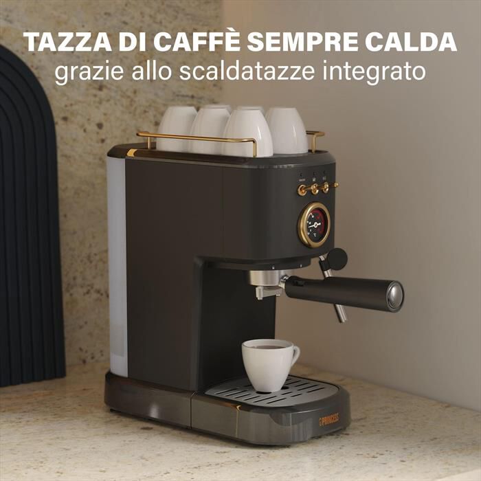 PRINCESS - MACCHINA CAFFE' ESPRESSO 3 IN 1-Nero / Acciaio-Plastica