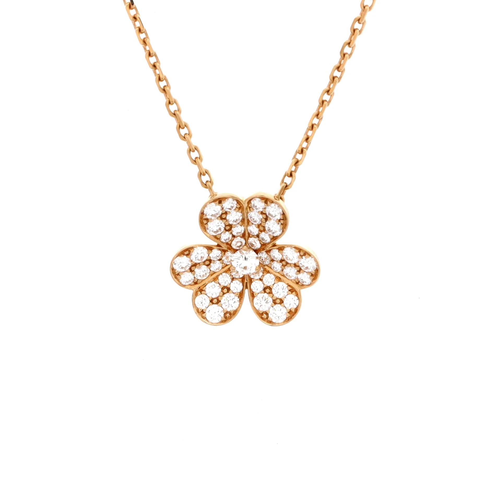 Frivole Pendant Necklace 18K Rose Gold with Pave Diamonds Small