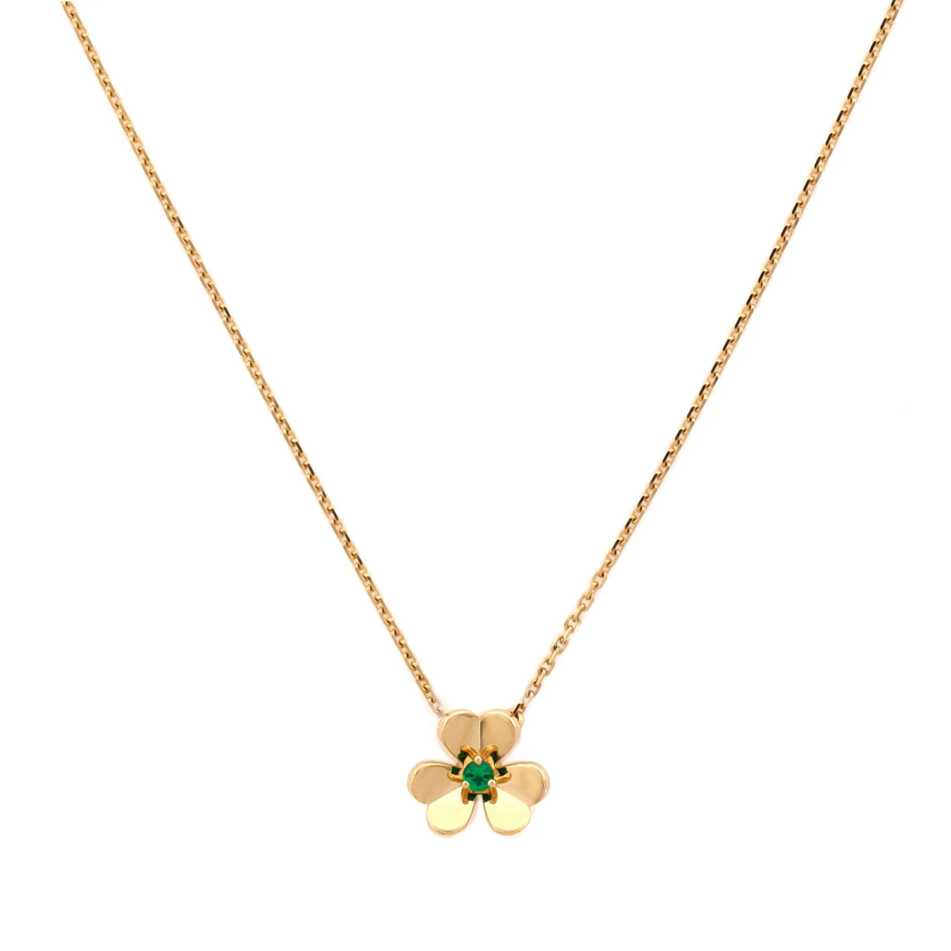 Frivole Pendant Necklace 18K Yellow Gold and Emerald Mini