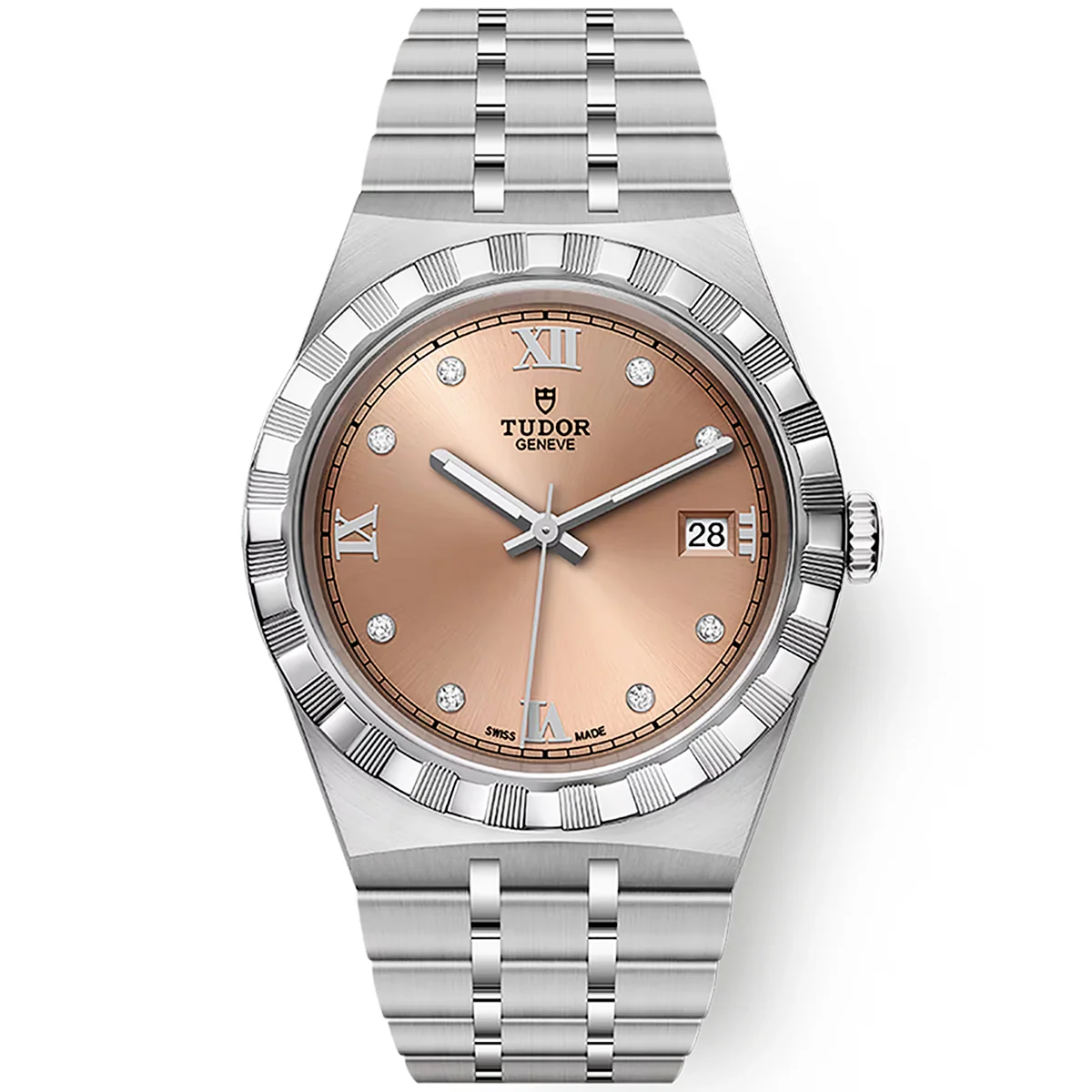 【Super Clone】TUDOR Royal 38mm Salmon Roman Diamond Dial Automatic Bracelet Watch M28500-0009
