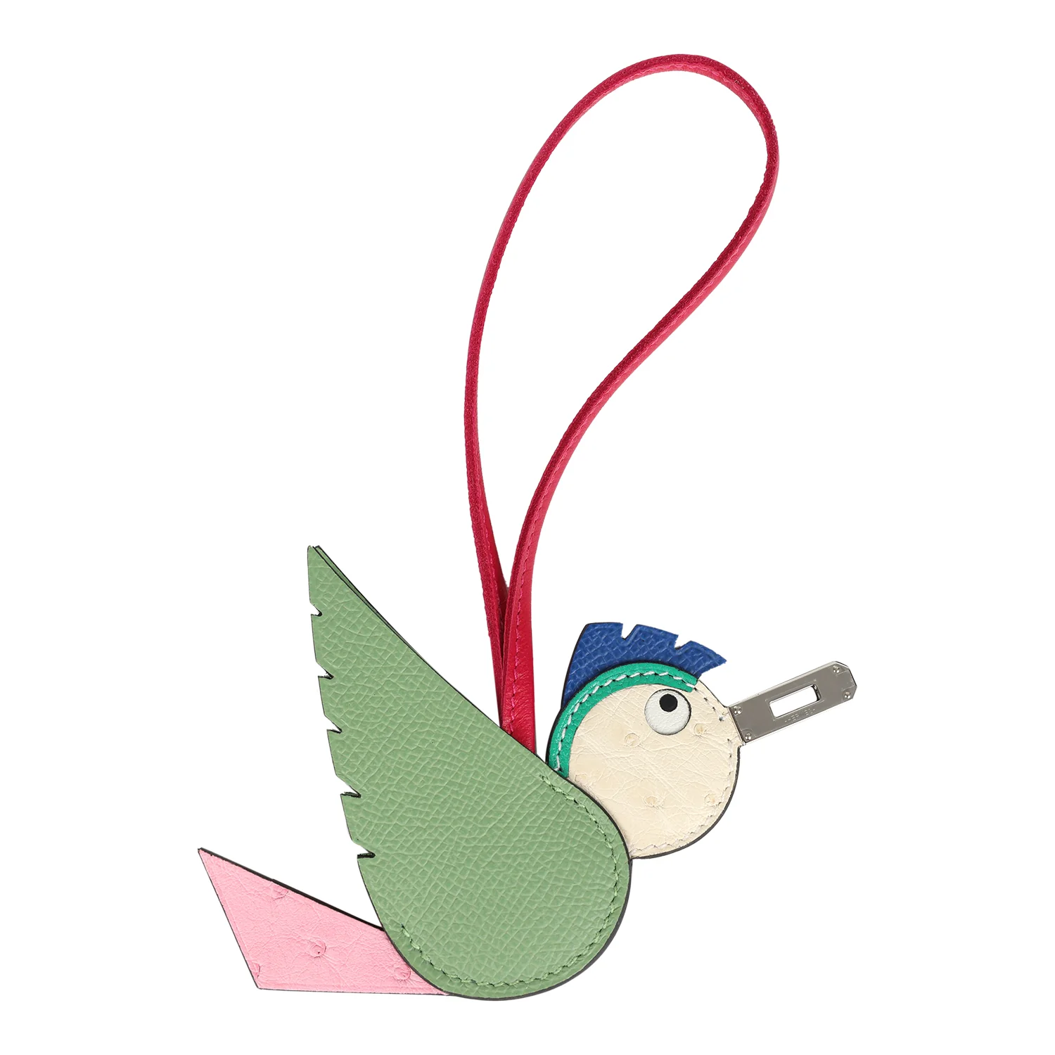 Hermes Birdy Charm Vert Criquet Bubblegum, Naturel, Menthe, Bleu France, Framboise Epsom Ostrich Chevre Mysore Swift Palladium Hardware