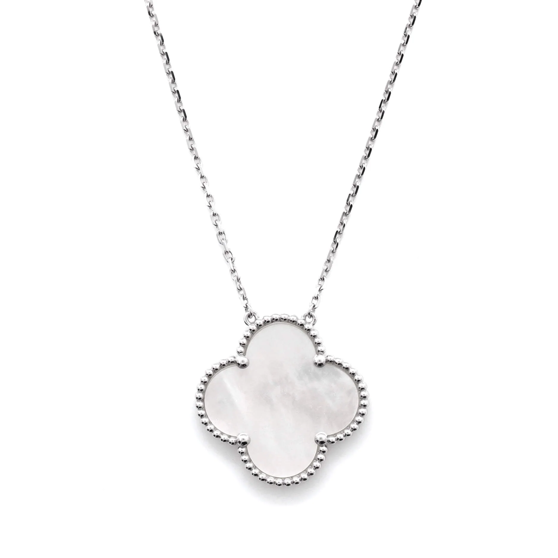 Magic Alhambra Pendant Necklace 18K White Gold and Mother of Pearl
