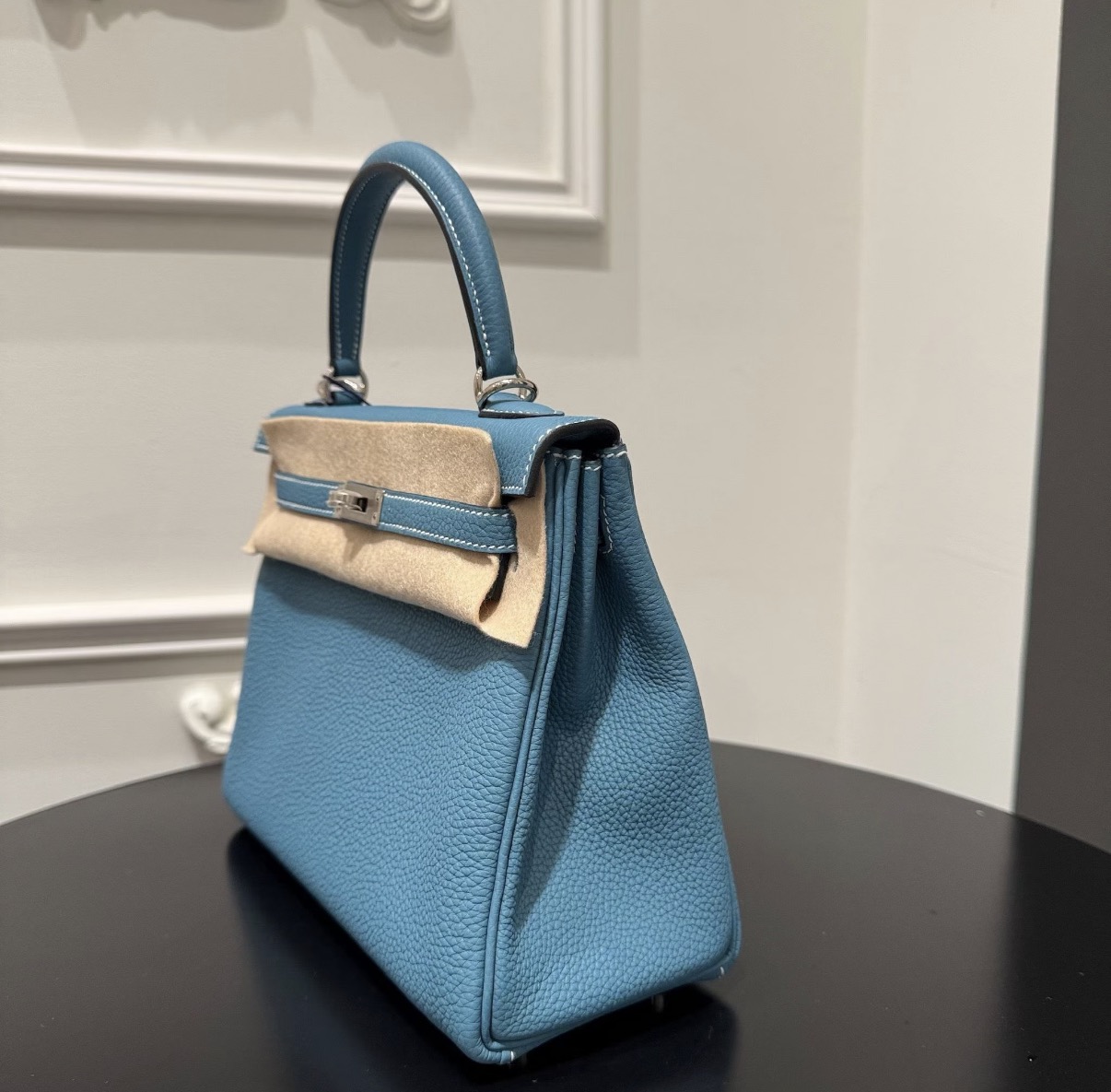 Kelly 25-28 Denim Blue TOGO Silver hardware Custom - Artisantouchss