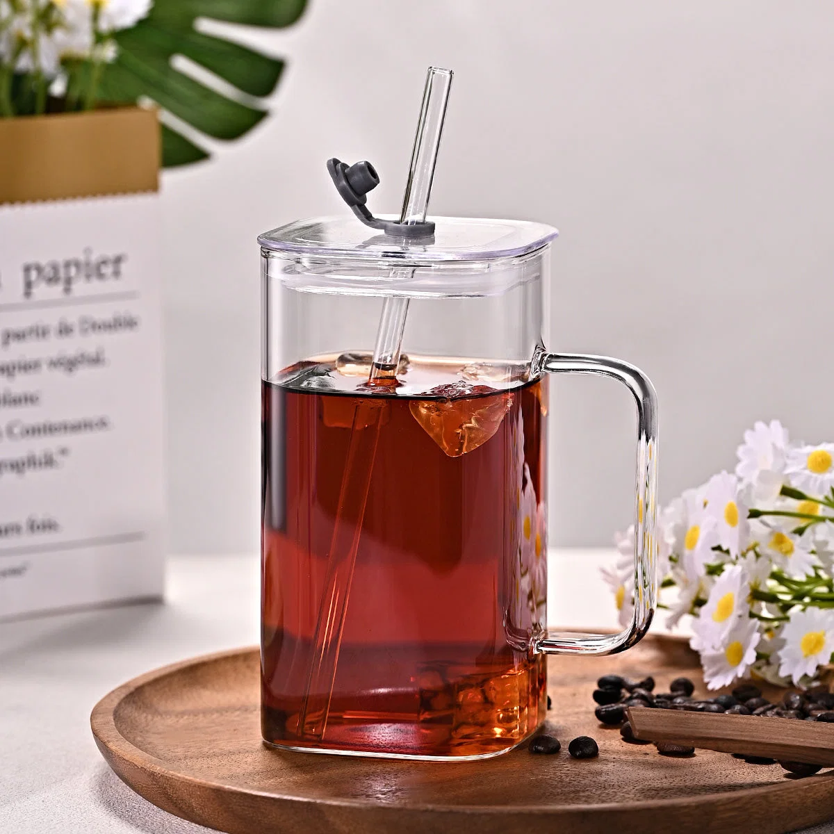 Large square straw cup