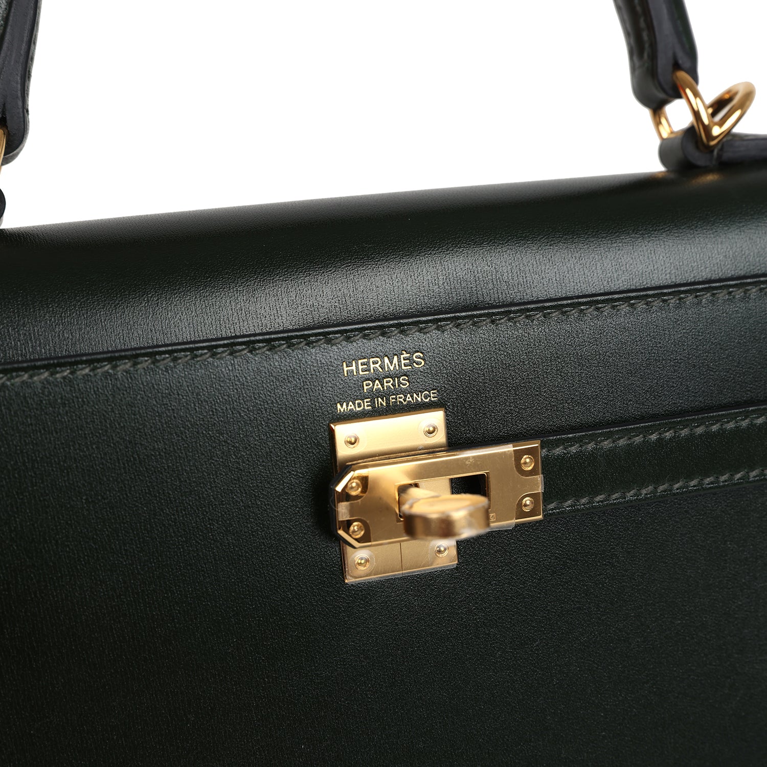 Hermes Kelly Sellier 25 Vert Fonce Box Gold Hardware
