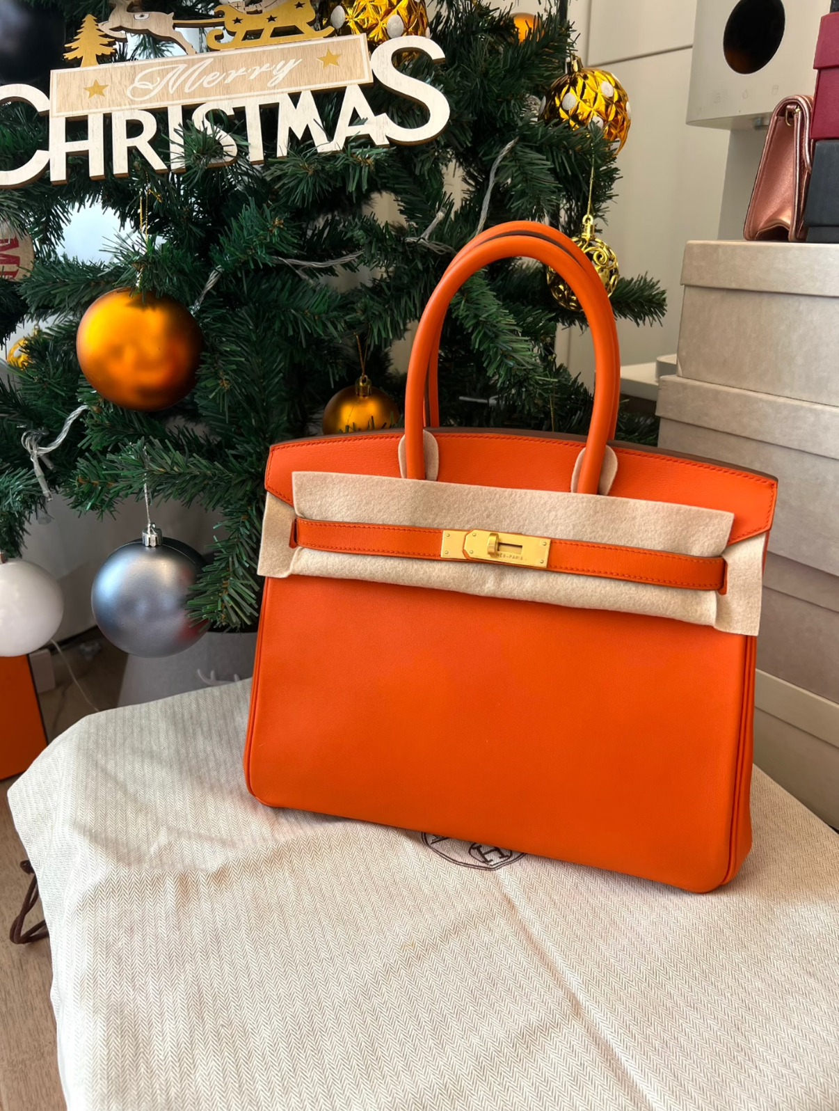 Hermès Birkin 25-35 Orange Glod Buckle TOGO Leather Custom