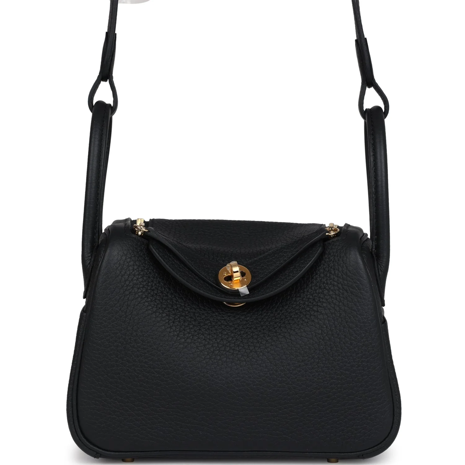 Hermes Mini Lindy II Black Clemence Gold Hardware