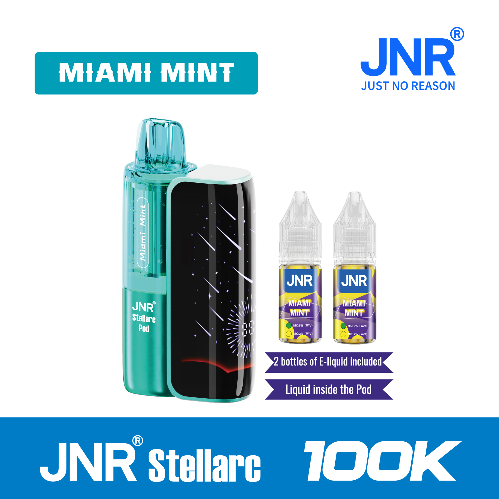 Miami Mint | JNR Stellarc 100K Puffs Kit - Refillable & Replaceable Pod Vape