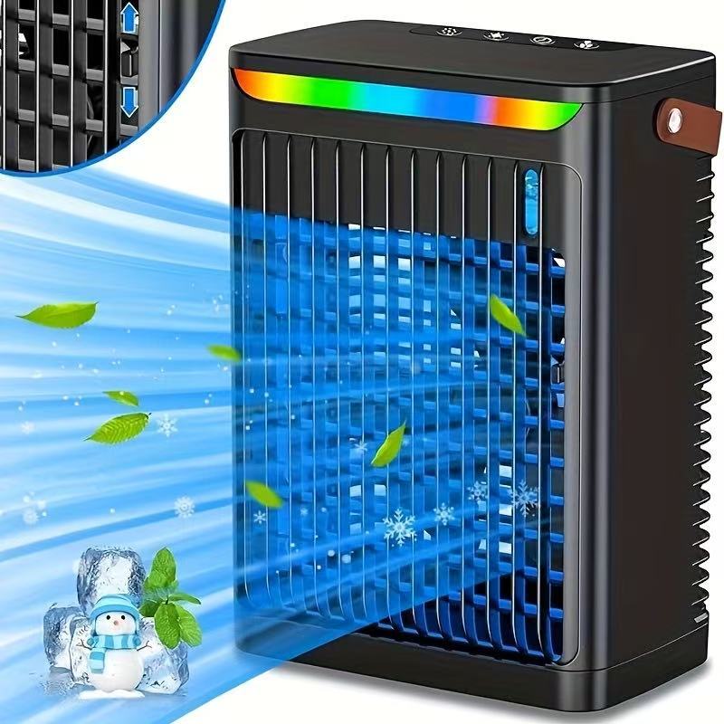 Foreign Trade Cross-Border 2024 New Desktop Air Cooler Humidifier Spray Air Conditioning Fan Water Cooling Fan Colorful Night Light