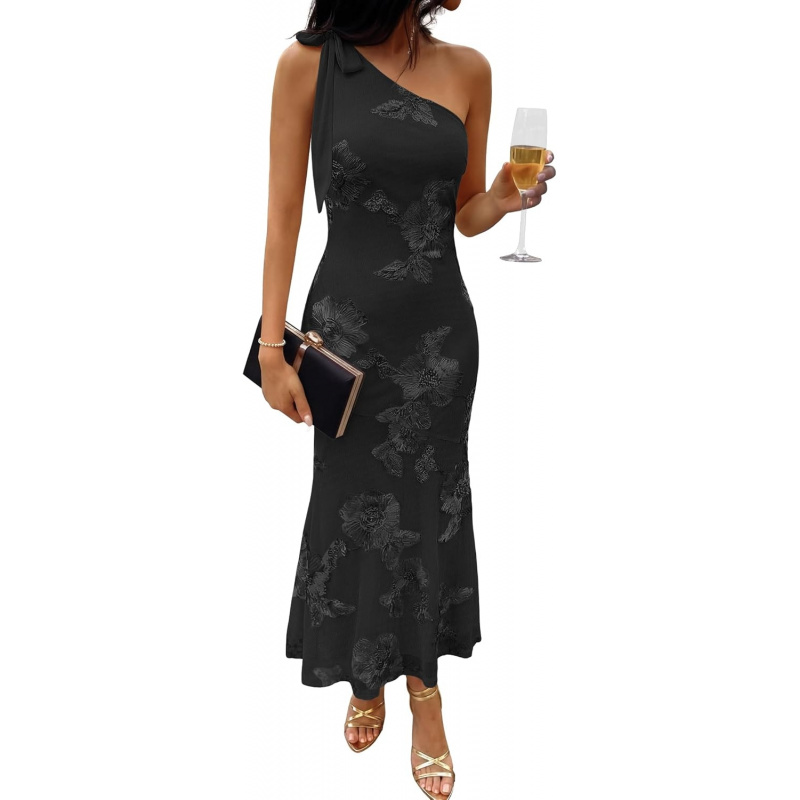 Women's Floral One Shoulder Formal Dress Summer