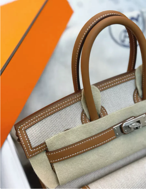 HERMÈS Limited Edition Birkin Cargo 25-35 in Gold Swift leather and Canvas with Palladium hardware customization