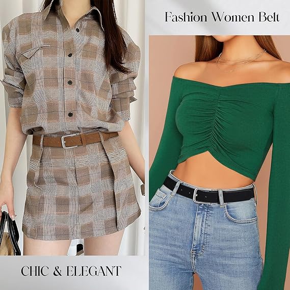 BELTIQUE Women Casual Leather Belt for Jeans Pants