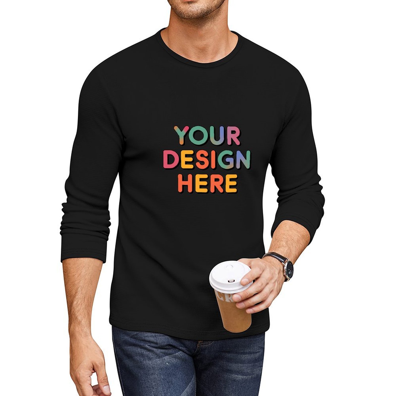 Customized Men’s Unique Design Long Sleeve Cotton T-Shirt