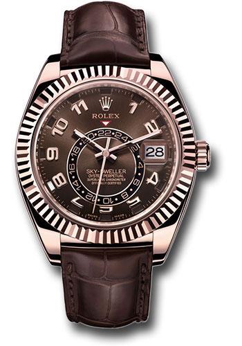 Rolex,Sky-Dweller Everose Gold Sky-Dweller Watch - Chocolate Sunray Arabic Dial - Brown Leather Strap - 326135 cho