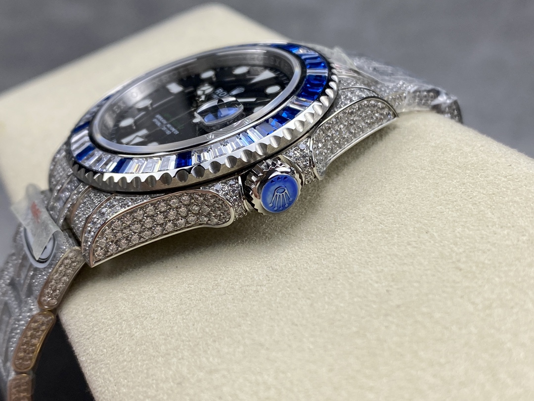 Rolex GMT Master AMG 126710BLRO 40mm With Dual Time Black Dial Diamond Watch