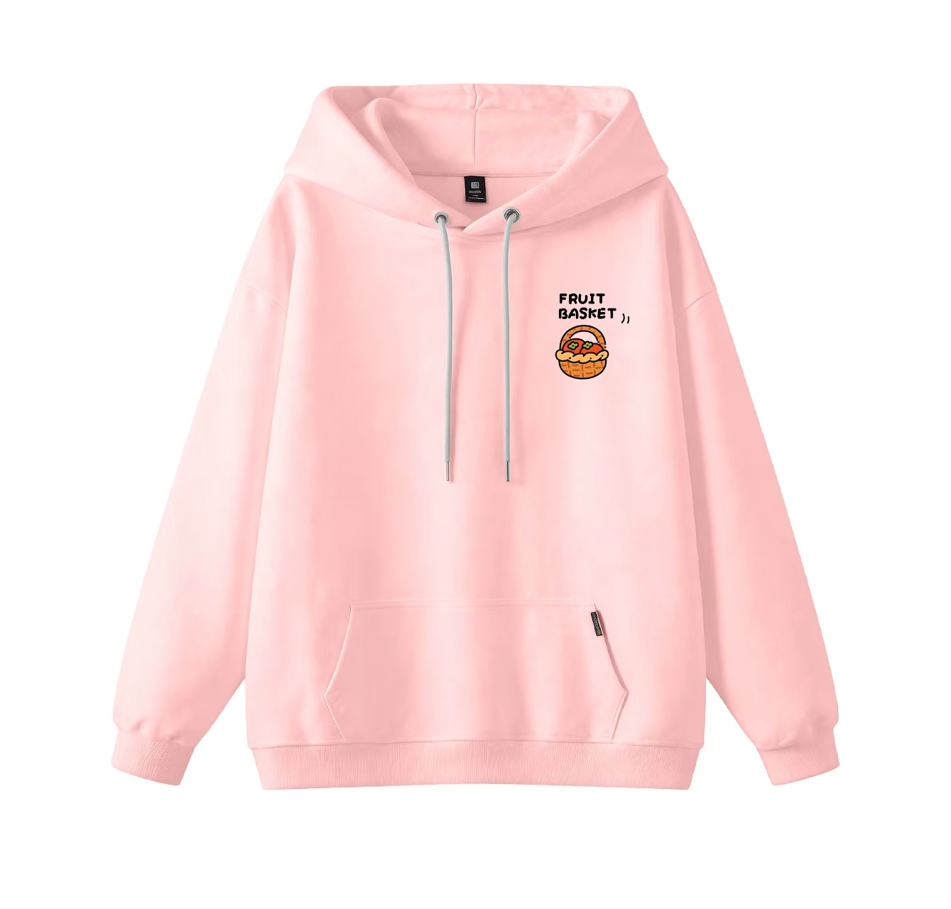 This adorable hooded sweatshirt features a fruit basket print and is a casual pullover. Its stand-up collar design also makes it an ideal choice for winter wear.