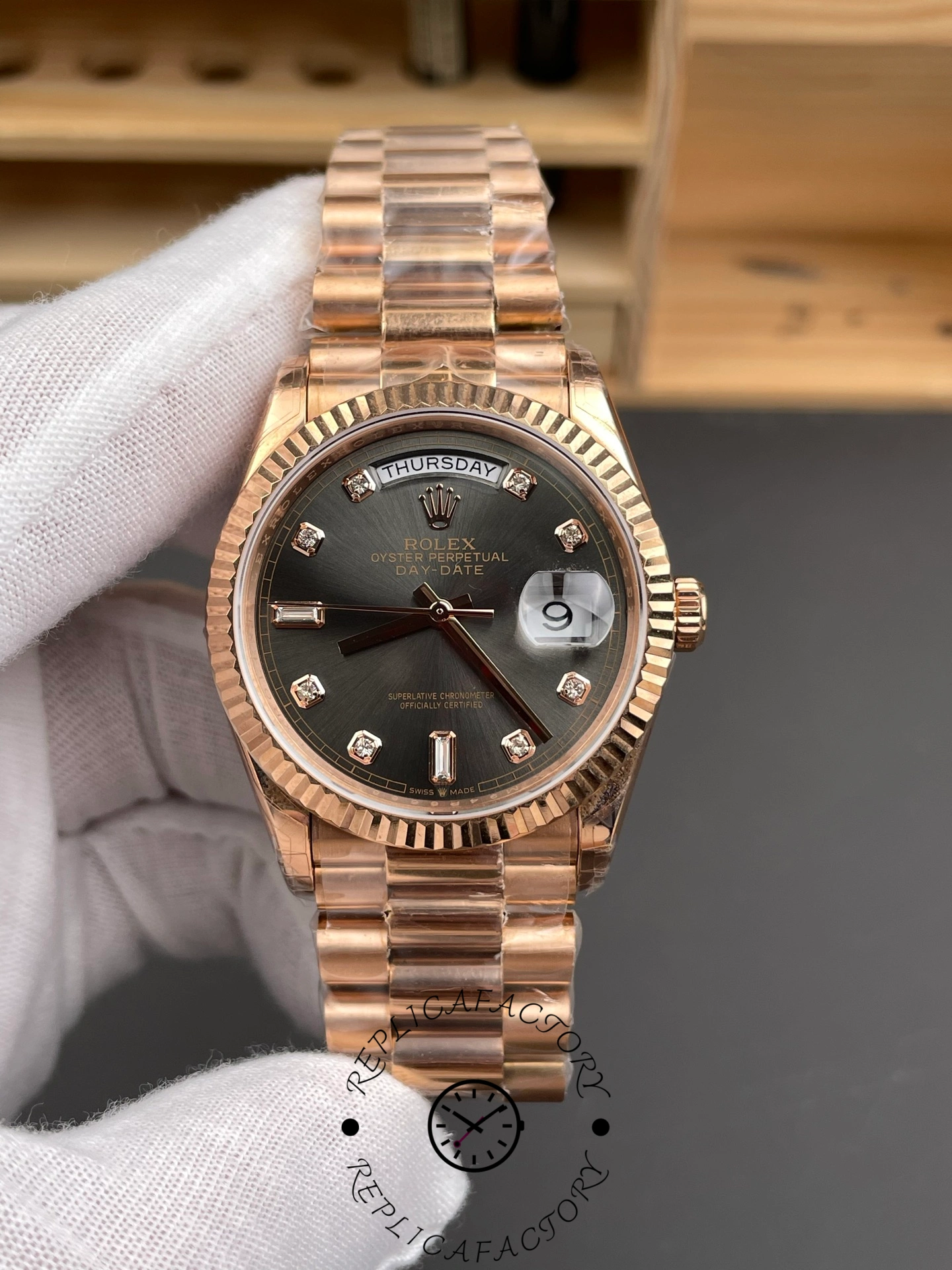 Rolex Day-Date 36 President Slate Diamond Dial m128235-0050