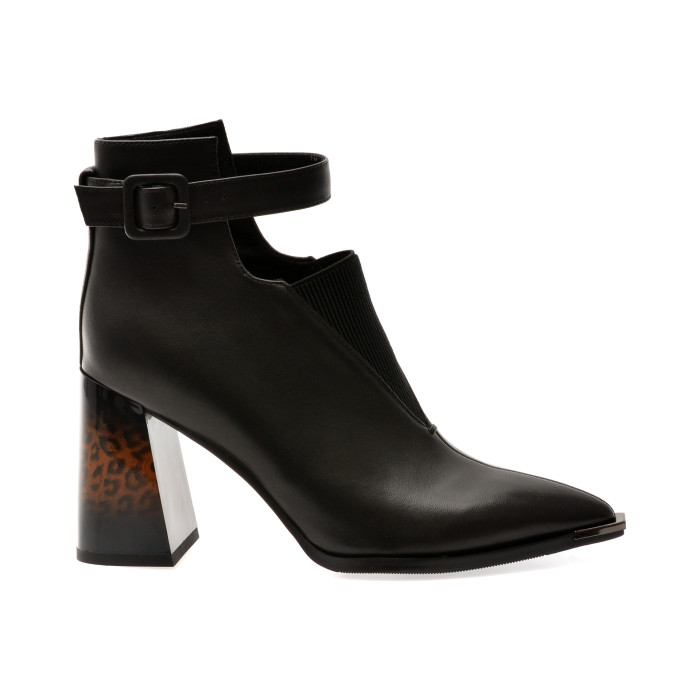 Botine elegante EPICA negre, J3925, din piele naturala