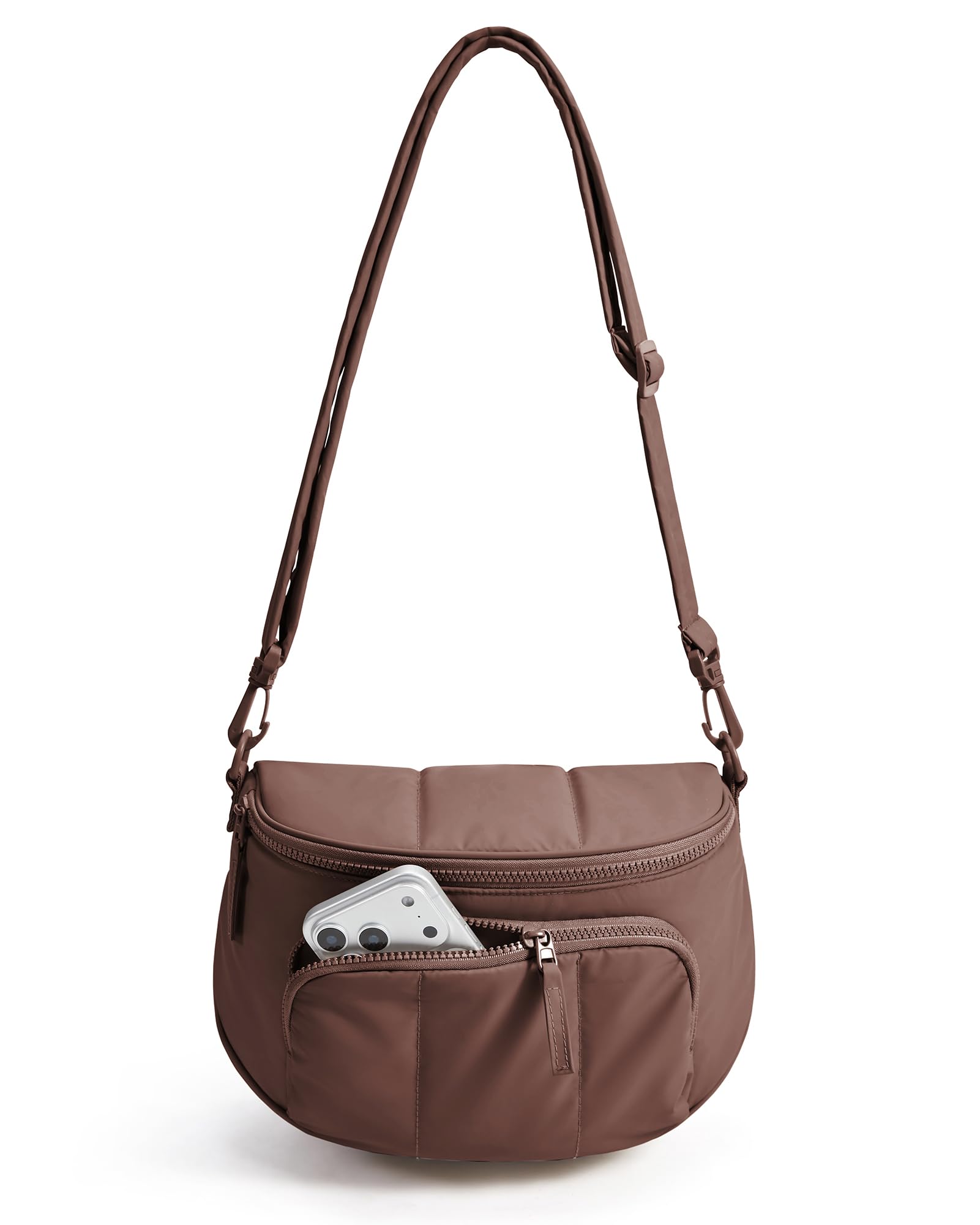 BAGSMART Puffer Crossbody Bum Bags for Women, Small Cross Body Purses for Women Travel & Work, Quilted Water-resistant Hobo 4L, Quilted, Puffy, Mom, Everyday bag,Coffee