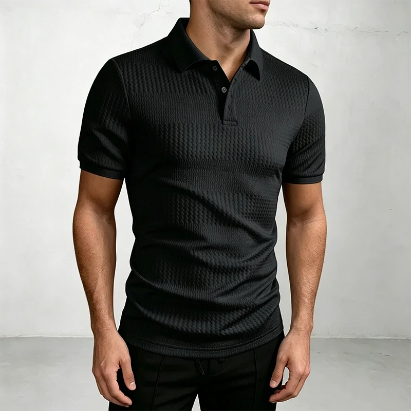 Mivanity Stylish Jacquard Textured Polo Shirts