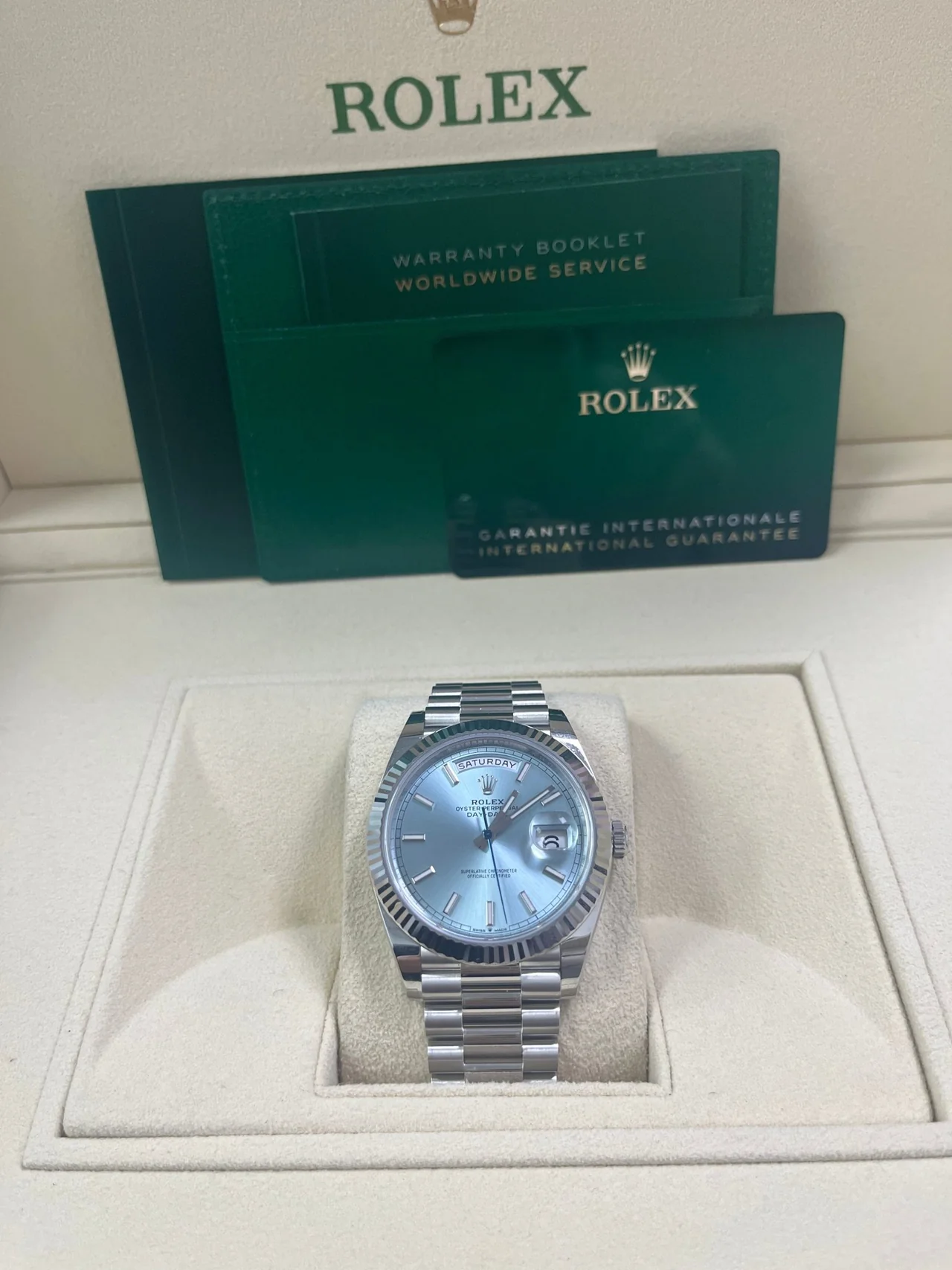 Rolex Day-Date 40 Ice Blue Dial m228236 0018 Men's Watch
