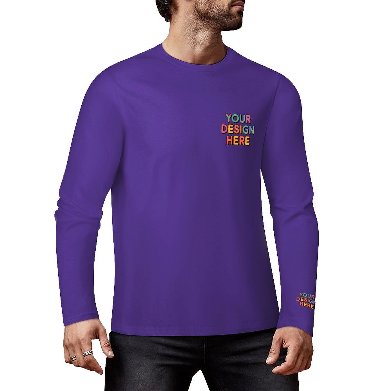 Custom Men’s Premium 160g Pure Cotton Long Sleeved T-Shirt