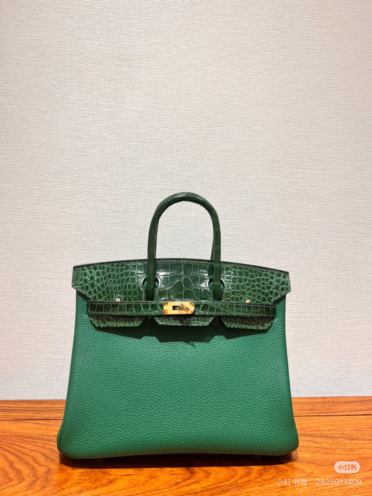 Birkin 25-30 Green Alligator Leather Patchwork TOGO Leather Custom - Artisantouchss