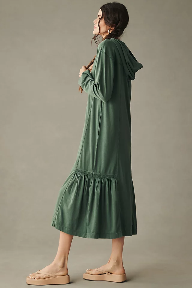 Long-Sleeve Hooded Midi Dress DRIED ROSEMARY