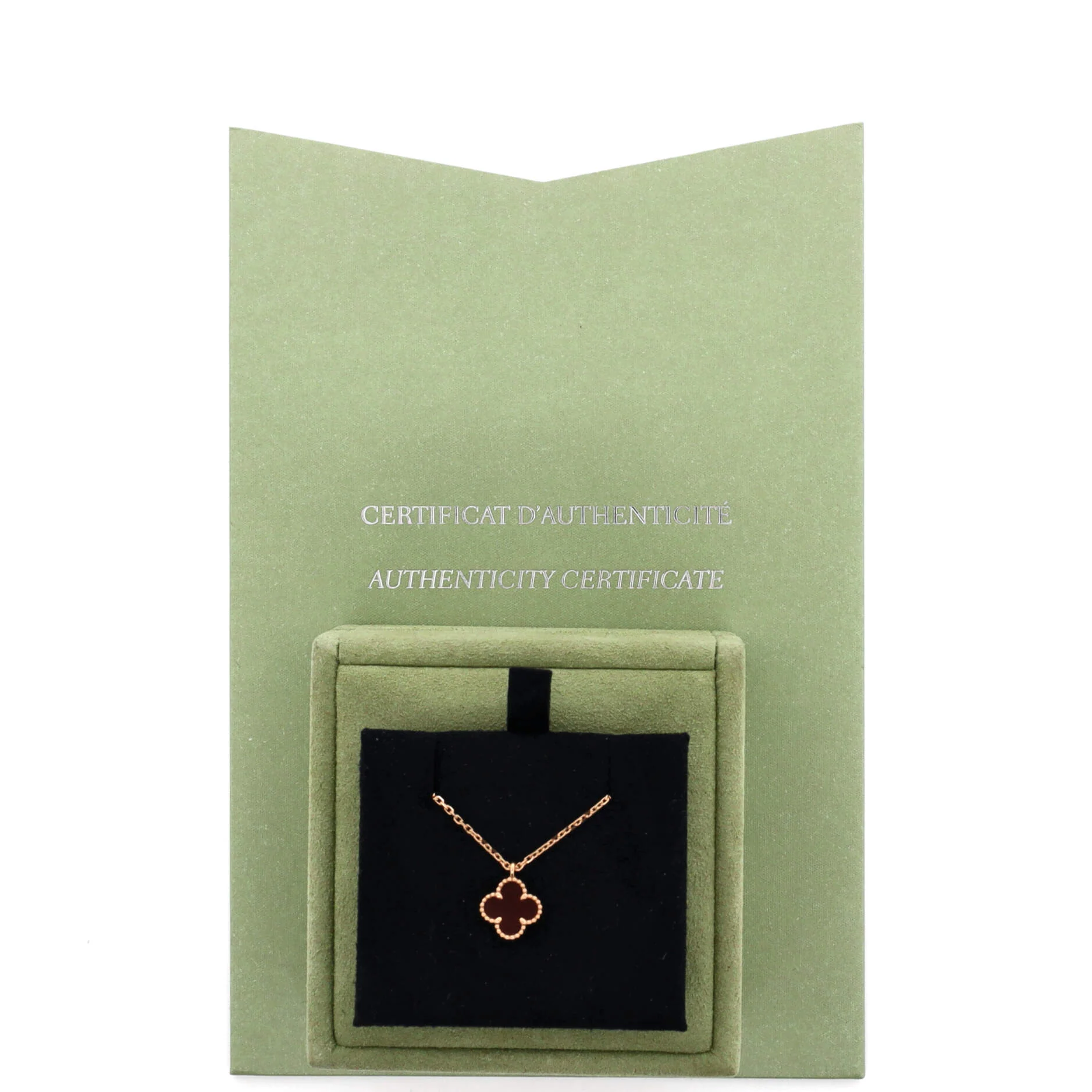 Sweet Alhambra Pendant Necklace 18K Rose Gold and Carnelian