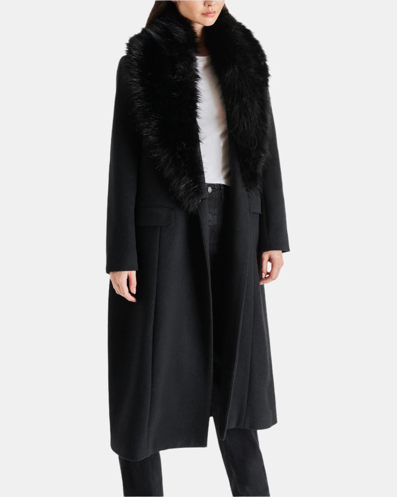 Black Relaxed Fit Warm Winter Outer Coat
