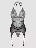 Lovehoney Plus Size Peek-a-Boo White Lace Merry Widow Bustier Set