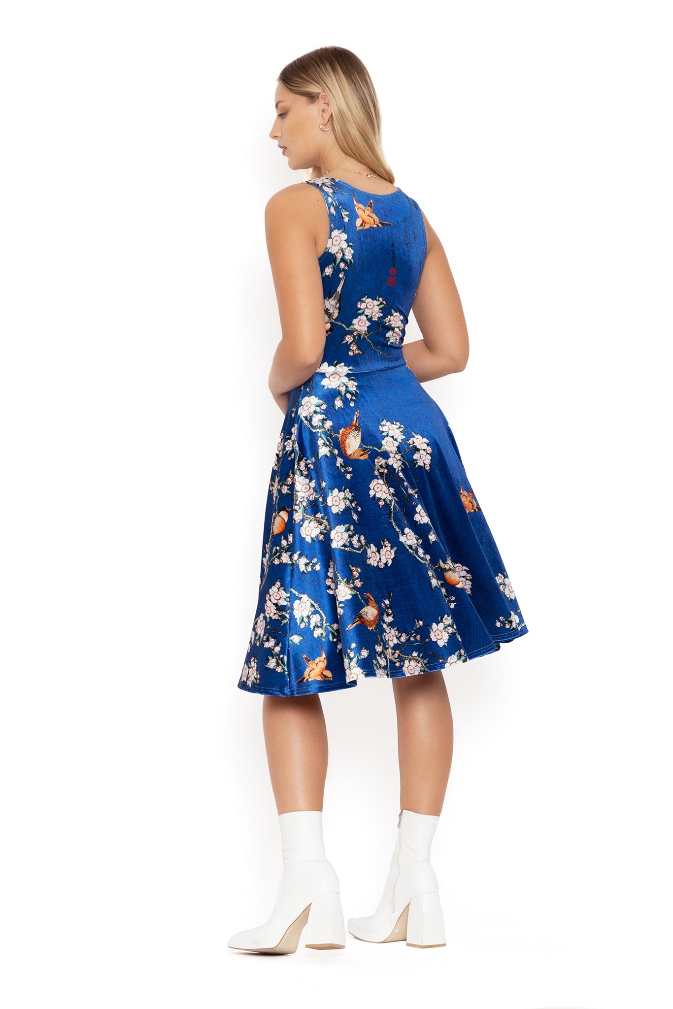 Women’s Floral Print Velvet Midi Dress