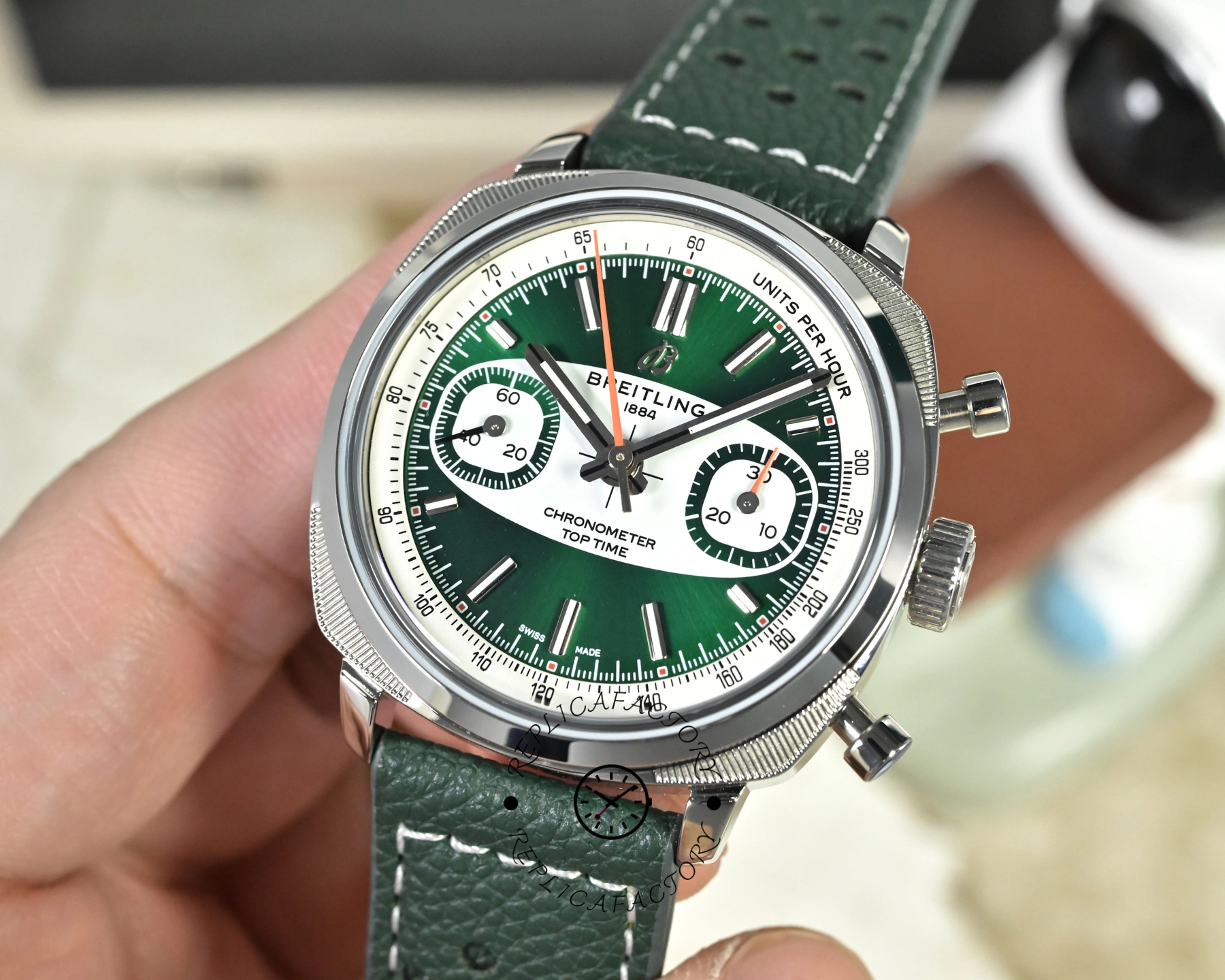 Breitling Top Time B01 Racing Green Dial AB01771A1L1X1 Replica 38mm Leather Watch