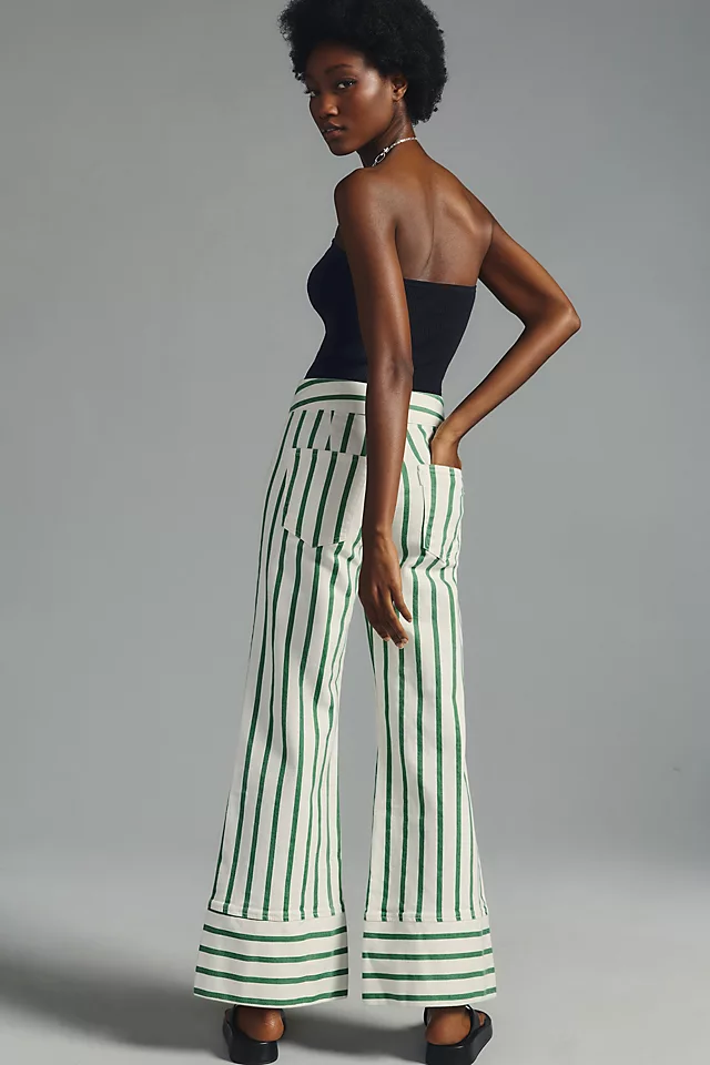 NY Brighton Wide-Leg Crop Jeans DARK GREEN