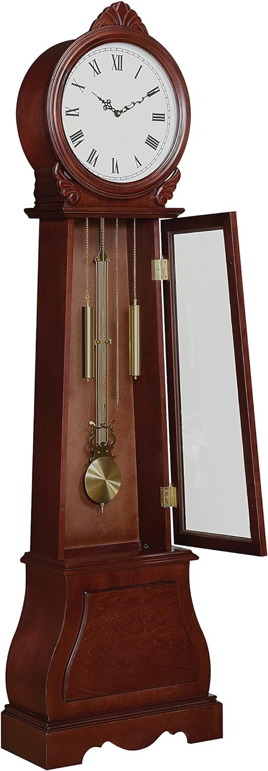 Home AND Kitchen Coaster Home Furnishings Grandfather Clock with Chime Brown Red