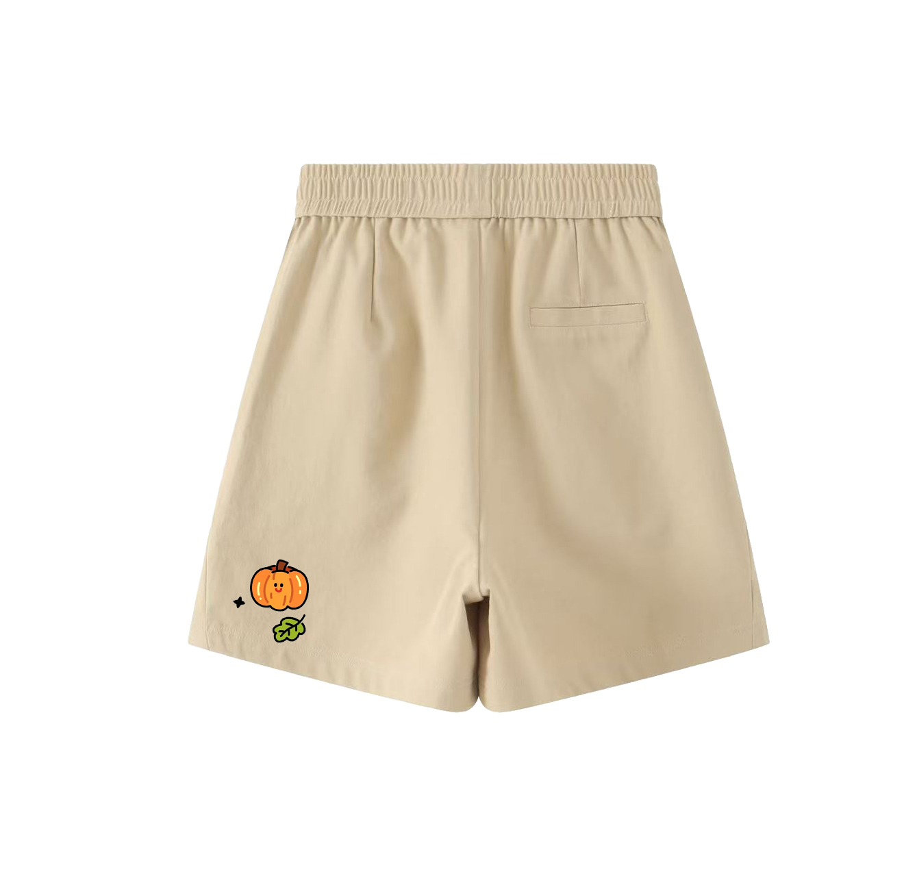 These casual shorts feature a fun pumpkin print elastic waistband and a single back pocket, making them a must-have for your summer wardrobe.