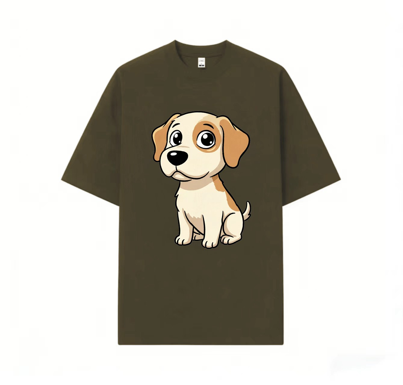 A cute and adorable short-sleeved shirt with a smiling puppy and cat print – a must-have for summer outfits.