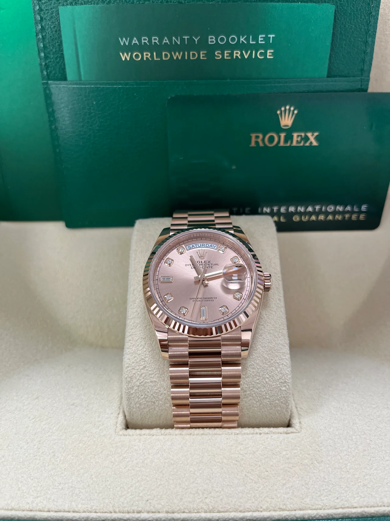 【Super Clone】RLX  Day-Date "President" 36mm Everose Rose Diamond Dial - 128235