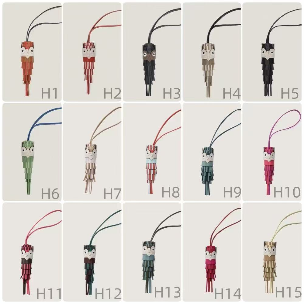 HERMES Chouette leather owl bag charm