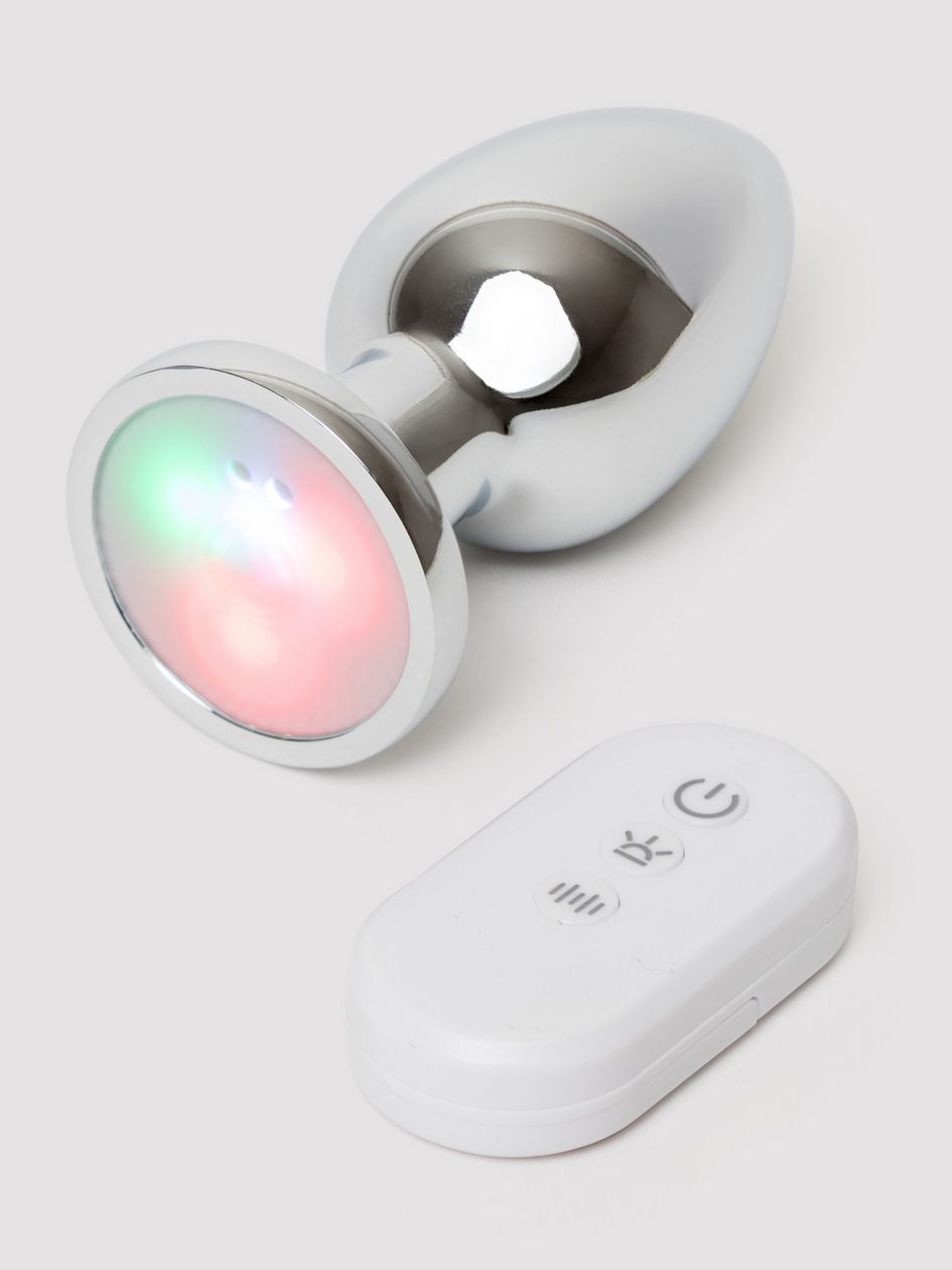 LED Vibrating Aluminium Remote Control Medium Butt Plug