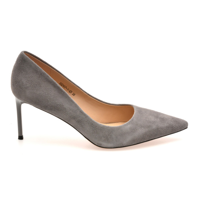 Pantofi eleganti EPICA PREMIUM gri, 2407, din piele intoarsa