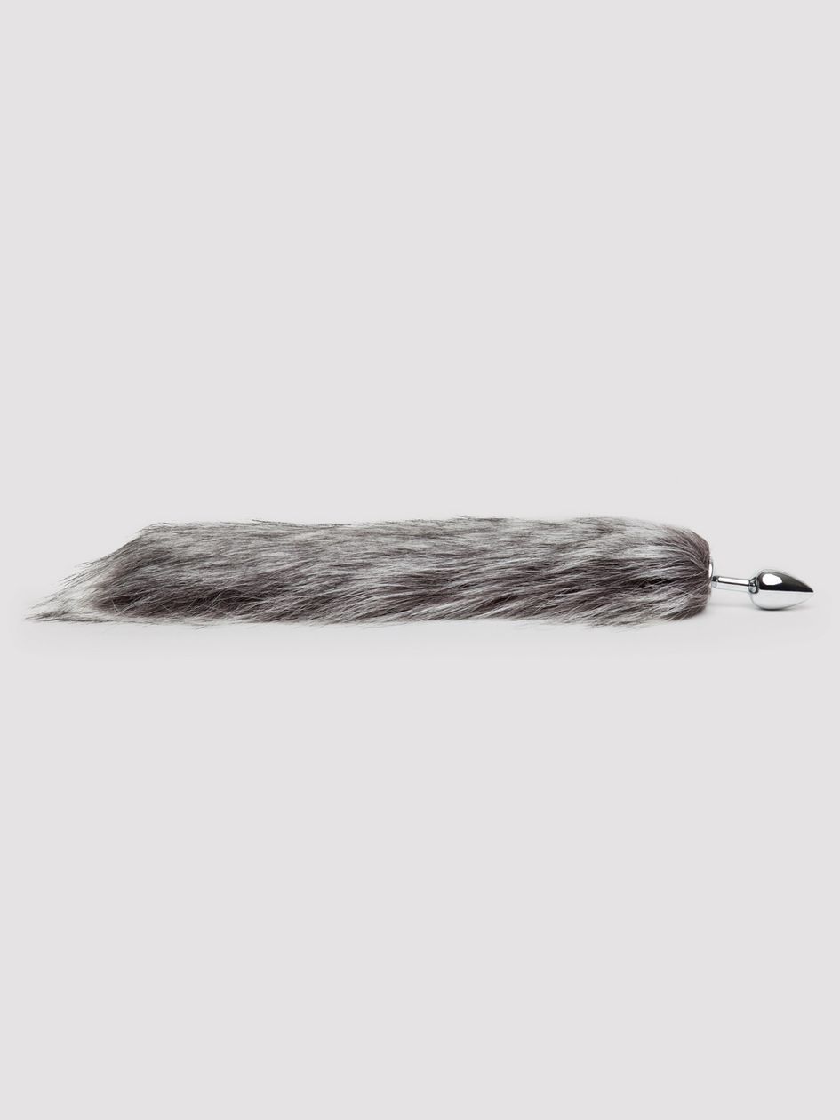 DOMINIX Deluxe Stainless Steel Small Faux Silver Fox Tail Butt Plug