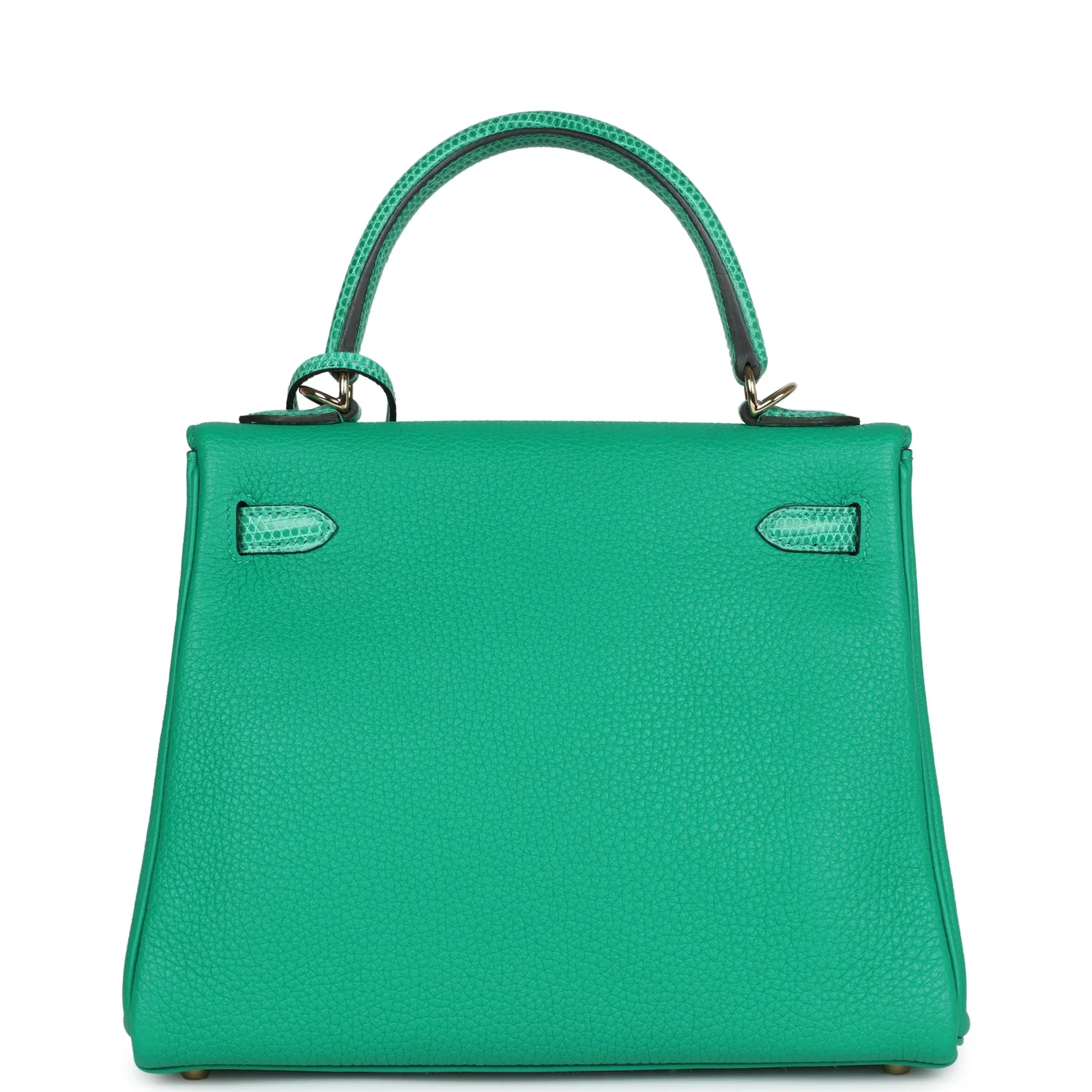 Hermes Kelly Retourne 25 Menthe Togo and Varanus Niloticus Lizard Touch Permabrass Hardware