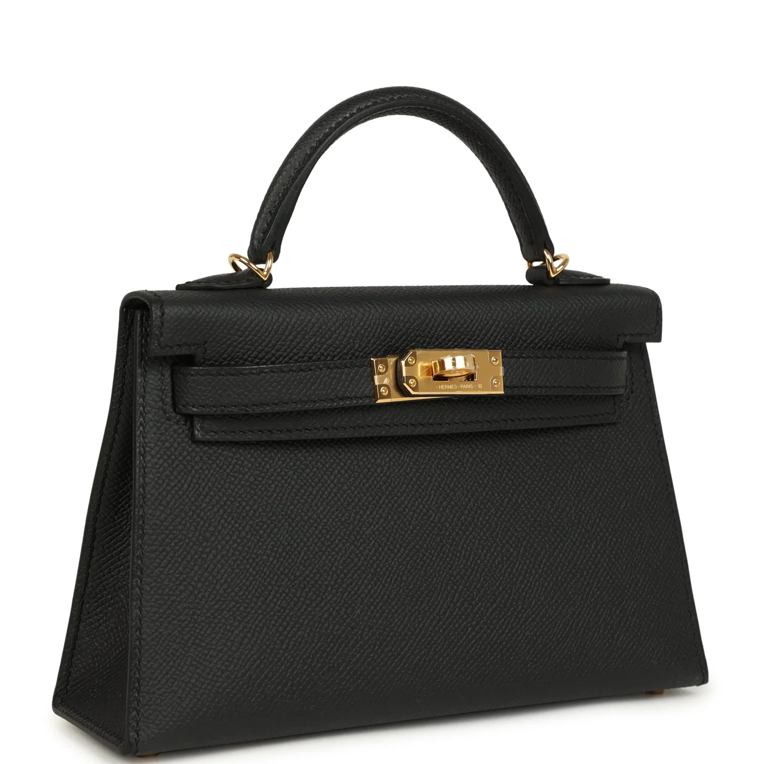 Hermes Kelly Sellier 20 Black Epsom Gold Hardware