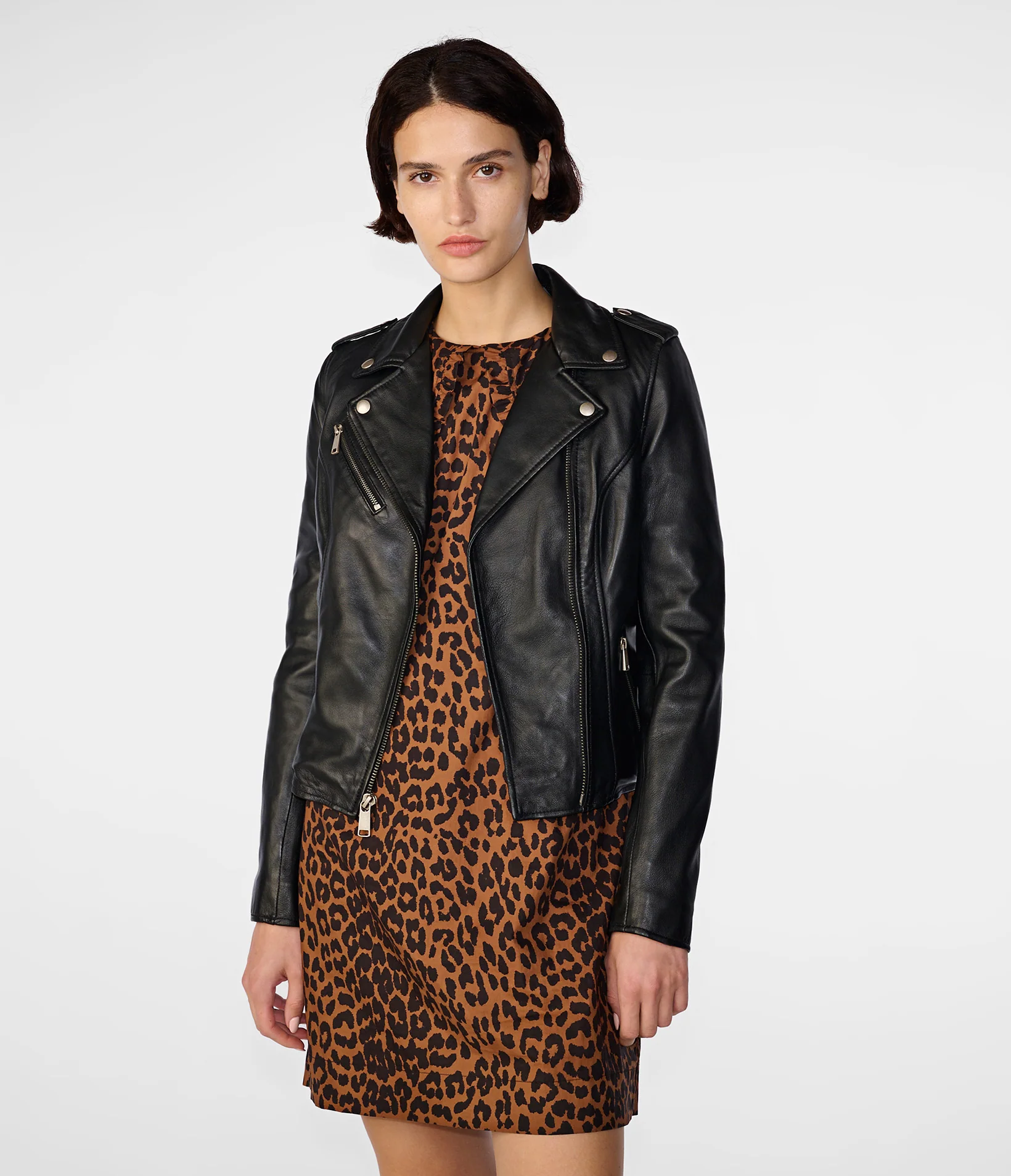 Asymmetrical Cut Faux Leather Biker Jacket