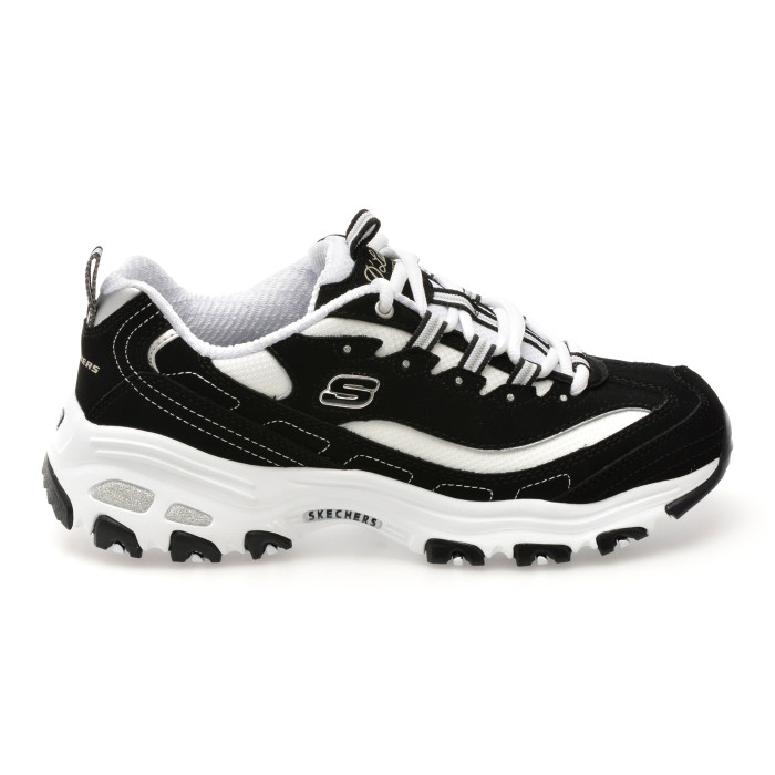 Pantofi sport SKECHERS alb-negru, D LITES , din material textil