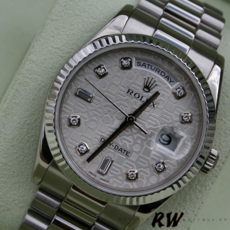 Rolex Day-Date 118239 white gold Jubilee Silver Dial 36mm Unisex Replica Watch