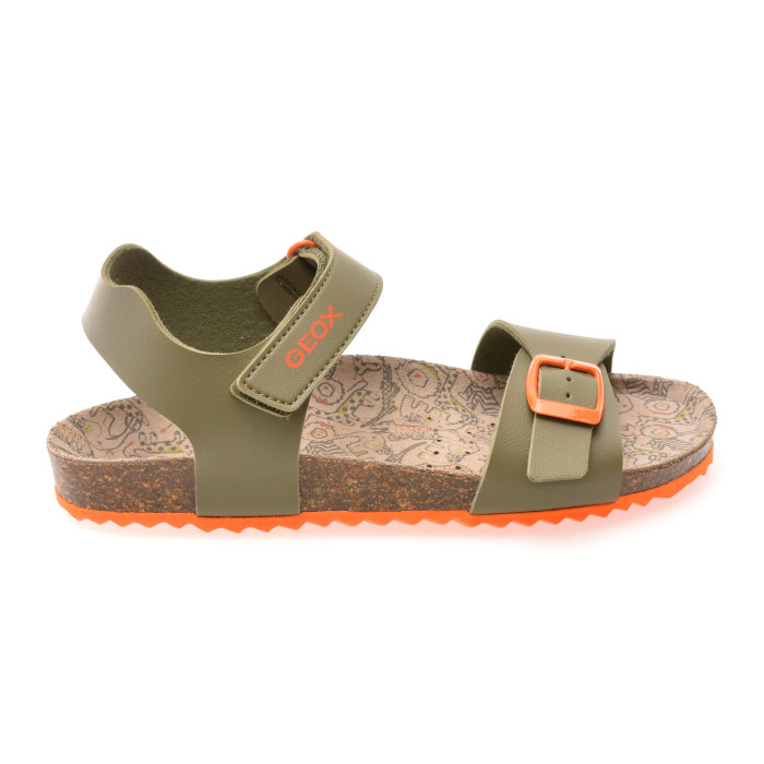Sandale GEOX kaki, J028LB, din piele ecologica